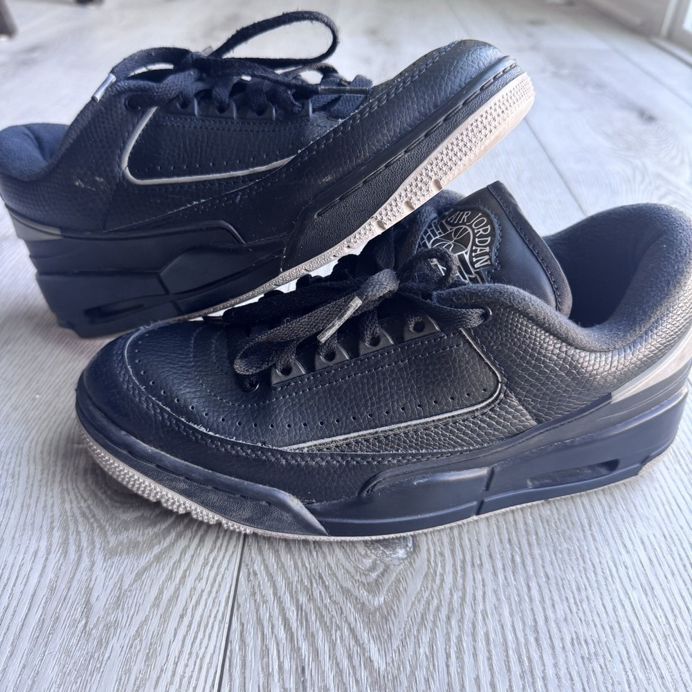 Air Jordan 2/3 black metallic silver Low Top Leather Sneakers Unisex Kids US 7Y
